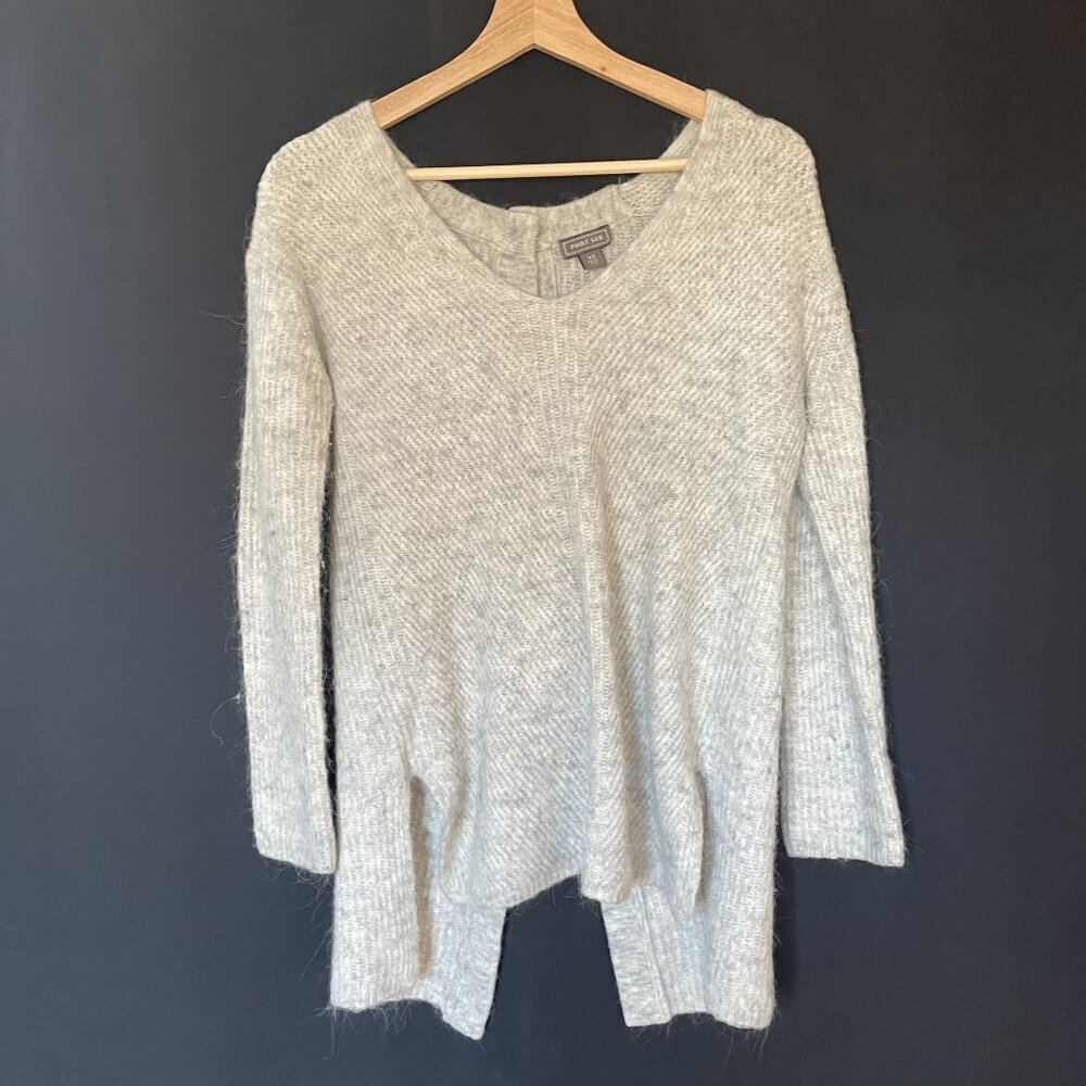 Point Sur women's size XS Gray Longline Button-Back Knit Sweater v-neck top